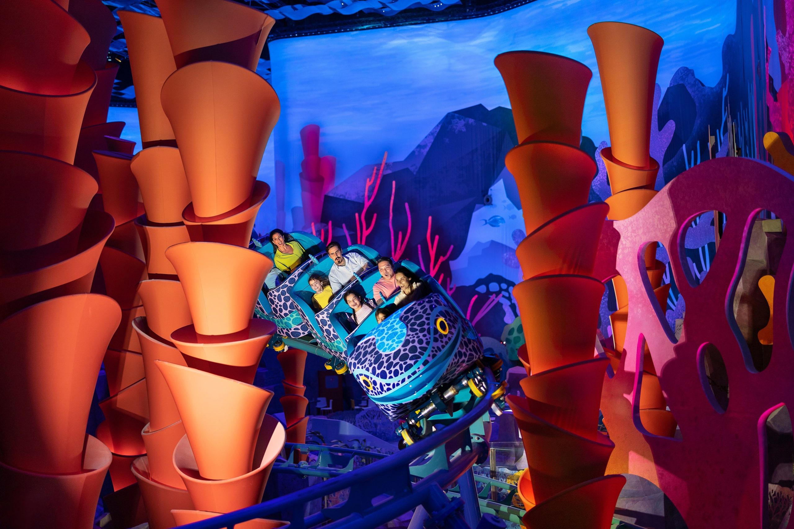 SeaWorld Yas Island Abu Dhabi SeaBloom spring celebration with marine characters and sand sculptures